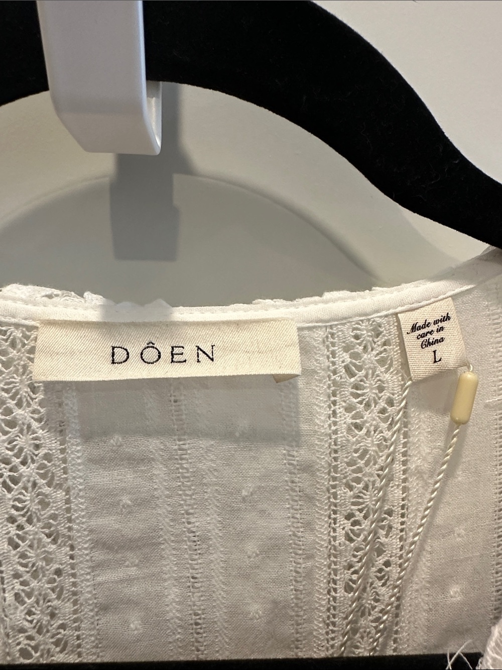 NWT Doen Gabriella Dress sz L- Ivory Eyelet Maxi Dress with Ruffle Collar - Picture 3 of 11